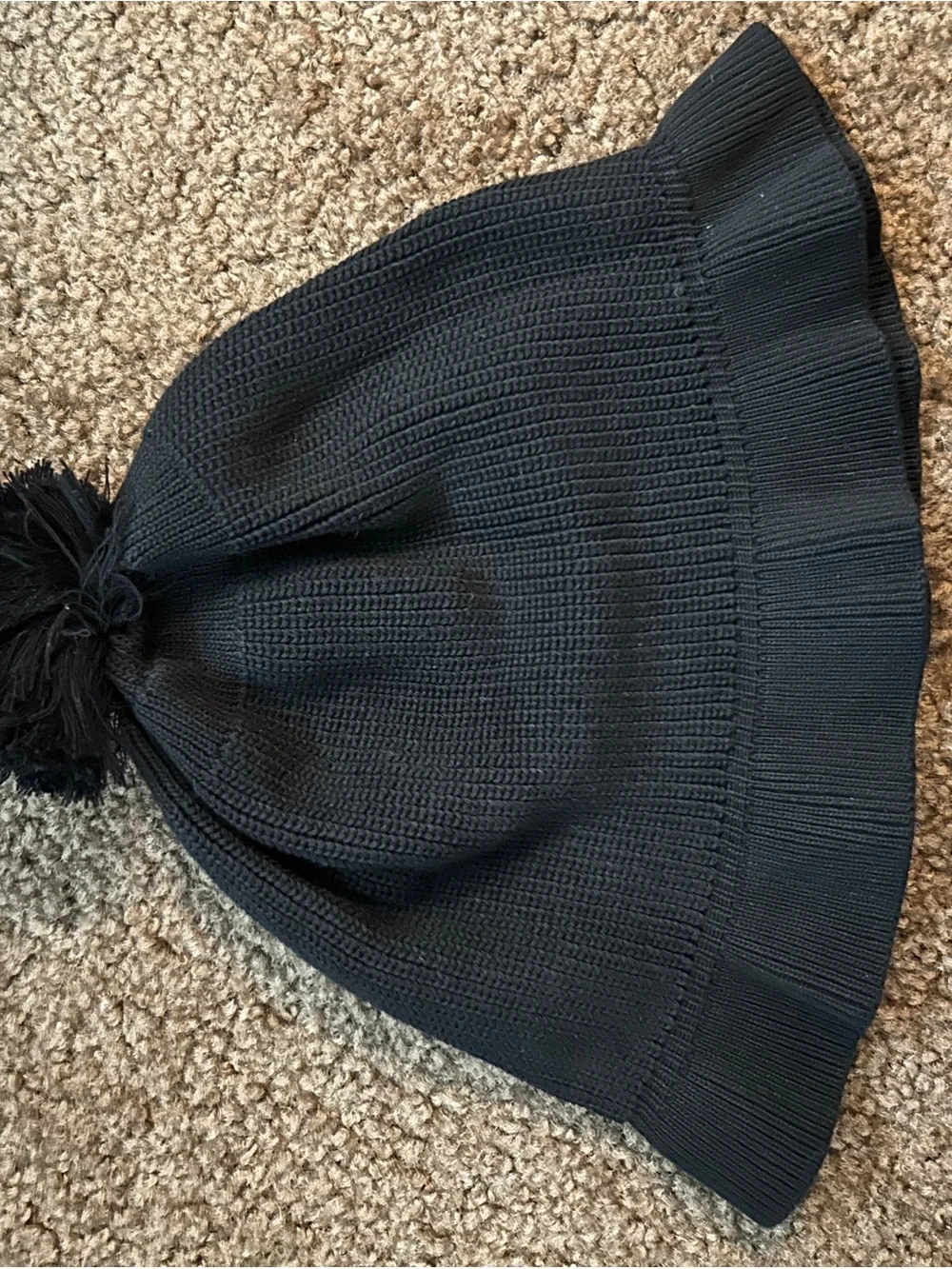 Black Pom Pom Knit Beanie
